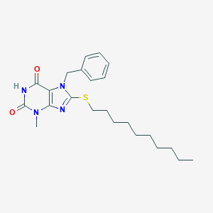 molecular formula C23H32N4O2S B403571 7-benzyl-8-(decylsulfanyl)-3-methyl-3,7-dihydro-1H-purine-2,6-dione CAS No. 370071-07-1