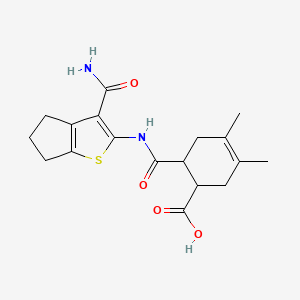 6-[(3-carbamoyl-5,6-dihydro-4H-cyclopenta[b]thiophen-2-yl)carbamoyl]-3,4-dimethylcyclohex-3-ene-1-carboxylic acid