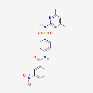 molecular formula C20H19N5O5S B4035728 N-{4-[(4,6-dimethylpyrimidin-2-yl)sulfamoyl]phenyl}-4-methyl-3-nitrobenzamide 