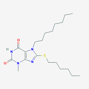 molecular formula C20H34N4O2S B403580 8-(hexylsulfanyl)-3-methyl-7-octyl-3,7-dihydro-1H-purine-2,6-dione CAS No. 352443-62-0