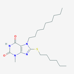 molecular formula C21H36N4O2S B403588 8-(hexylsulfanyl)-3-methyl-7-nonyl-3,7-dihydro-1H-purine-2,6-dione CAS No. 330179-56-1