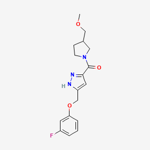 molecular formula C17H20FN3O3 B4036000 [5-[(3-fluorophenoxy)methyl]-1H-pyrazol-3-yl]-[3-(methoxymethyl)pyrrolidin-1-yl]methanone 