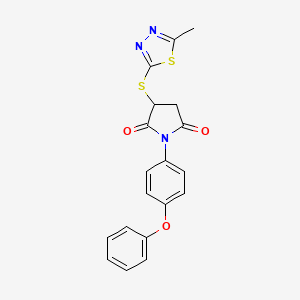 molecular formula C19H15N3O3S2 B4036028 3-[(5-methyl-1,3,4-thiadiazol-2-yl)thio]-1-(4-phenoxyphenyl)-2,5-pyrrolidinedione 