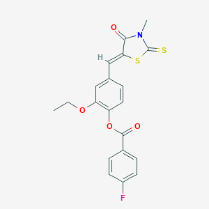 [2-ethoxy-4-[(Z)-(3-methyl-4-oxo-2-sulfanylidene-1,3-thiazolidin-5-ylidene)methyl]phenyl] 4-fluorobenzoate