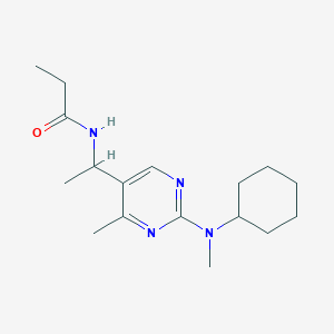 molecular formula C17H28N4O B4036072 N-[1-[2-[cyclohexyl(methyl)amino]-4-methylpyrimidin-5-yl]ethyl]propanamide 