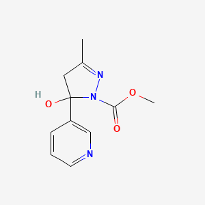 molecular formula C11H13N3O3 B4036076 methyl 5-hydroxy-3-methyl-5-(3-pyridinyl)-4,5-dihydro-1H-pyrazole-1-carboxylate 