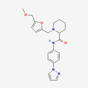 molecular formula C22H26N4O3 B4036197 1-{[5-(methoxymethyl)-2-furyl]methyl}-N-[4-(1H-pyrazol-1-yl)phenyl]-2-piperidinecarboxamide 