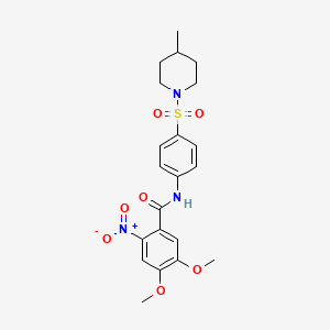 molecular formula C21H25N3O7S B4036199 4,5-DIMETHOXY-N-{4-[(4-METHYLPIPERIDINO)SULFONYL]PHENYL}-2-NITROBENZAMIDE 