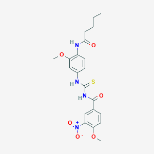 4-methoxy-N-({[3-methoxy-4-(pentanoylamino)phenyl]amino}carbonothioyl)-3-nitrobenzamide