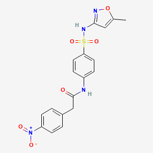 molecular formula C18H16N4O6S B4036256 N-{4-[(5-METHYL-12-OXAZOL-3-YL)SULFAMOYL]PHENYL}-2-(4-NITROPHENYL)ACETAMIDE 