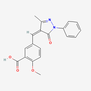 2-methoxy-5-[(Z)-(3-methyl-5-oxo-1-phenylpyrazol-4-ylidene)methyl]benzoic acid