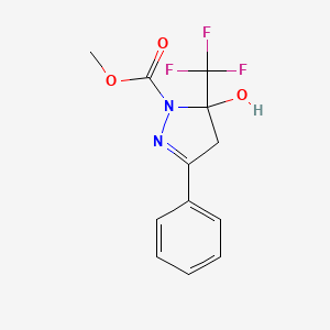 molecular formula C12H11F3N2O3 B4036287 methyl 5-hydroxy-3-phenyl-5-(trifluoromethyl)-4,5-dihydro-1H-pyrazole-1-carboxylate 