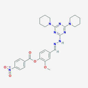 4-Nitro-benzoic acid 4-[(4,6-di-piperidin-1-yl-[1,3,5]triazin-2-yl)-hydrazonomet