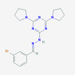 molecular formula C18H22BrN7 B403633 3-Bromobenzaldehyde [4,6-di(1-pyrrolidinyl)-1,3,5-triazin-2-yl]hydrazone 