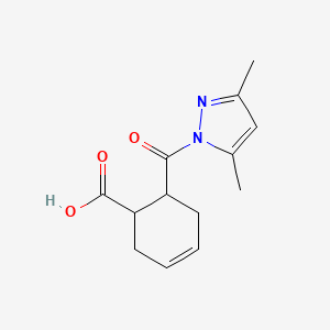 molecular formula C13H16N2O3 B4036333 6-[(3,5-dimethyl-1H-pyrazol-1-yl)carbonyl]-3-cyclohexene-1-carboxylic acid 