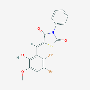 molecular formula C17H11Br2NO4S B403634 5-(2,3-Dibromo-6-hydroxy-5-methoxybenzylidene)-3-phenyl-1,3-thiazolidine-2,4-dione 