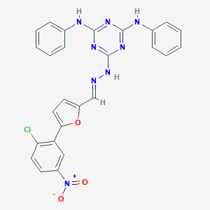 molecular formula C26H19ClN8O3 B403636 6-[(2E)-2-{[5-(2-chloro-5-nitrophenyl)furan-2-yl]methylidene}hydrazinyl]-N,N'-diphenyl-1,3,5-triazine-2,4-diamine 