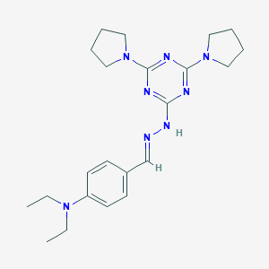 molecular formula C22H32N8 B403638 4-(Diethylamino)benzaldehyde [4,6-di(1-pyrrolidinyl)-1,3,5-triazin-2-yl]hydrazone 