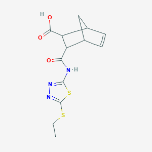 molecular formula C13H15N3O3S2 B4036414 3-{[5-(Ethylsulfanyl)-1,3,4-thiadiazol-2-yl]carbamoyl}bicyclo[2.2.1]hept-5-ene-2-carboxylic acid 