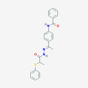 N-{4-[(1E)-1-{2-[2-(phenylsulfanyl)propanoyl]hydrazinylidene}ethyl]phenyl}benzamide