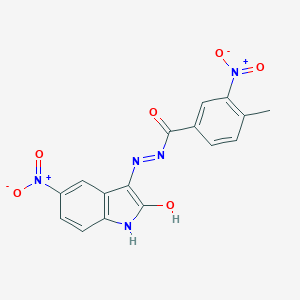 molecular formula C16H11N5O6 B403650 (Z)-4-甲基-3-硝基-N'-(5-硝基-2-氧代吲哚啉-3-亚基)苯甲酰肼 CAS No. 325989-34-2