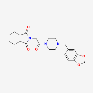 molecular formula C22H27N3O5 B4036529 2-{2-[4-(1,3-benzodioxol-5-ylmethyl)piperazin-1-yl]-2-oxoethyl}hexahydro-1H-isoindole-1,3(2H)-dione 