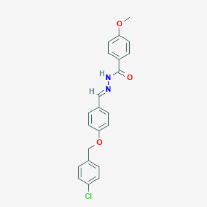 molecular formula C22H19ClN2O3 B403656 N'-(4-((4-Chlorobenzyl)oxy)benzylidene)-4-methoxybenzohydrazide 