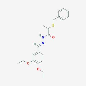 molecular formula C21H26N2O3S B403668 2-(benzylsulfanyl)-N'-[(E)-(3,4-diethoxyphenyl)methylidene]propanehydrazide 