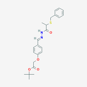 molecular formula C23H28N2O4S B403675 Tert-butyl (4-{2-[2-(benzylsulfanyl)propanoyl]carbohydrazonoyl}phenoxy)acetate 