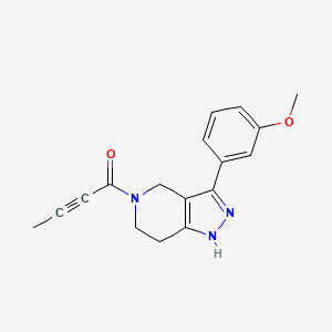 1-[3-(3-Methoxyphenyl)-1,4,6,7-tetrahydropyrazolo[4,3-c]pyridin-5-yl]but-2-yn-1-one