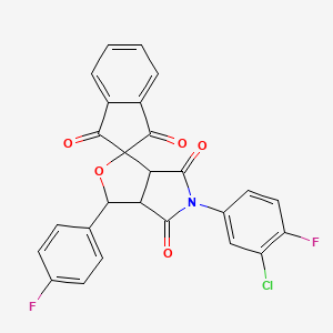 molecular formula C26H14ClF2NO5 B4036931 5-(3-chloro-4-fluorophenyl)-3-(4-fluorophenyl)-3a,6a-dihydrospiro[furo[3,4-c]pyrrole-1,2'-indene]-1',3',4,6(3H,5H)-tetrone 