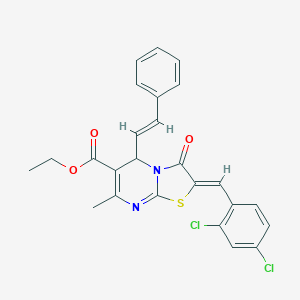 ethyl 2-(2,4-dichlorobenzylidene)-7-methyl-3-oxo-5-(2-phenylvinyl)-2,3-dihydro-5H-[1,3]thiazolo[3,2-a]pyrimidine-6-carboxylate