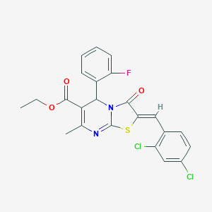ethyl 2-(2,4-dichlorobenzylidene)-5-(2-fluorophenyl)-7-methyl-3-oxo-2,3-dihydro-5H-[1,3]thiazolo[3,2-a]pyrimidine-6-carboxylate