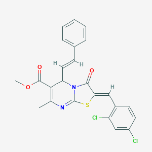 molecular formula C24H18Cl2N2O3S B403705 methyl 2-(2,4-dichlorobenzylidene)-7-methyl-3-oxo-5-(2-phenylvinyl)-2,3-dihydro-5H-[1,3]thiazolo[3,2-a]pyrimidine-6-carboxylate 