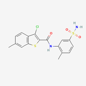 molecular formula C17H15ClN2O3S2 B4037051 3-chloro-6-methyl-N-(2-methyl-5-sulfamoylphenyl)-1-benzothiophene-2-carboxamide 