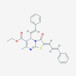 ethyl 7-methyl-3-oxo-2-(3-phenyl-2-propenylidene)-5-(2-phenylvinyl)-2,3-dihydro-5H-[1,3]thiazolo[3,2-a]pyrimidine-6-carboxylate