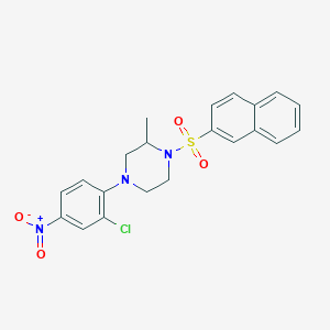 molecular formula C21H20ClN3O4S B4037082 4-(2-Chloro-4-nitrophenyl)-2-methyl-1-(naphthalen-2-ylsulfonyl)piperazine 