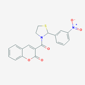 molecular formula C19H14N2O5S B403709 3-[2-(3-Nitro-phenyl)-thiazolidine-3-carbonyl]-chromen-2-one 