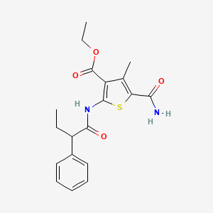 molecular formula C19H22N2O4S B4037244 Ethyl 5-carbamoyl-4-methyl-2-[(2-phenylbutanoyl)amino]thiophene-3-carboxylate 