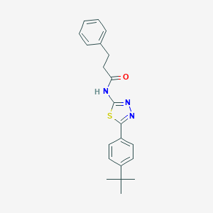 molecular formula C21H23N3OS B403733 N-[5-(4-tert-butylphenyl)-1,3,4-thiadiazol-2-yl]-3-phenylpropanamide 