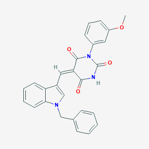 molecular formula C27H21N3O4 B403755 5-[(1-benzyl-1H-indol-3-yl)methylene]-1-(3-methoxyphenyl)-2,4,6(1H,3H,5H)-pyrimidinetrione 