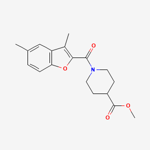 molecular formula C18H21NO4 B4037576 1-[(3,5-二甲基-1-苯并呋喃-2-基)羰基]-4-哌啶甲酸甲酯 