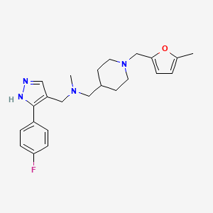 molecular formula C23H29FN4O B4037606 1-[3-(4-氟苯基)-1H-吡唑-4-基]-N-甲基-N-({1-[(5-甲基-2-呋喃基)甲基]-4-哌啶基}甲基)甲胺 