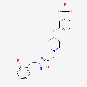 molecular formula C22H21F4N3O2 B4037638 1-{[3-(2-氟苄基)-1,2,4-恶二唑-5-基]甲基}-4-[3-(三氟甲基)苯氧基]哌啶 