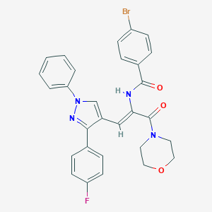 molecular formula C29H24BrFN4O3 B403769 4-bromo-N-[2-[3-(4-fluorophenyl)-1-phenyl-1H-pyrazol-4-yl]-1-(4-morpholinylcarbonyl)vinyl]benzamide 
