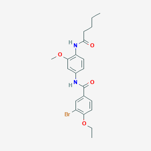 molecular formula C21H25BrN2O4 B4037769 3-bromo-4-ethoxy-N-[3-methoxy-4-(pentanoylamino)phenyl]benzamide 