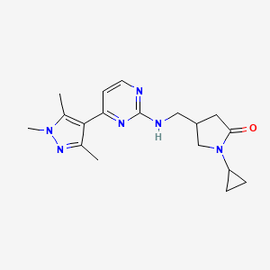 1-cyclopropyl-4-({[4-(1,3,5-trimethyl-1H-pyrazol-4-yl)pyrimidin-2-yl]amino}methyl)pyrrolidin-2-one