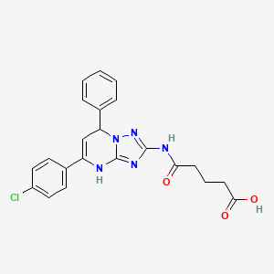 molecular formula C22H20ClN5O3 B4038051 4-{[5-(4-CHLOROPHENYL)-7-PHENYL-4H,7H-[1,2,4]TRIAZOLO[1,5-A]PYRIMIDIN-2-YL]CARBAMOYL}BUTANOIC ACID 