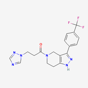 molecular formula C18H17F3N6O B4038059 5-[3-(1H-1,2,4-三唑-1-基)丙酰]-3-[4-(三氟甲基)苯基]-4,5,6,7-四氢-1H-吡唑并[4,3-c]吡啶 