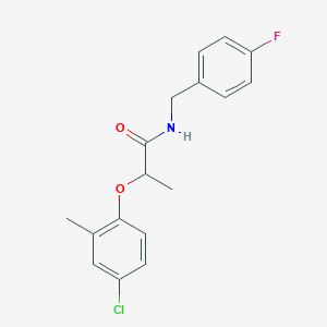 molecular formula C17H17ClFNO2 B4038091 2-(4-chloro-2-methylphenoxy)-N-[(4-fluorophenyl)methyl]propanamide 